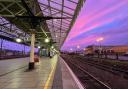 The amazing pink sky as dawn broke over York station this morning
