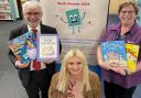 Children's author, Christina Gabbitas (centre), with Viv Sharp from Selby Library, and Neil Irving, Assistant Director of policy and partnerships at North Yorkshire County Council.