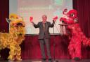 York Lord Mayor's close encounter with two Chinese lions