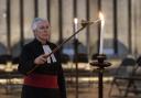 York Minster vigil to mark anniversary of Russian invasion of Ukraine. Pictured: Canon Maggie McLean at York Minster