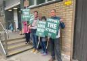 BBC Radio York staff on the picket line outside the studio  during the strike last month