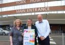Tara Filby, deputy chief nurse at York Hospital; Rachael Maskell, MP for York Central; Simon Morritt, chief executive of York and Scarborough NHS Teaching Hospitals outside York Hospital