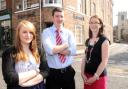 Harrowells new apprentices Sophie Elliott and James Manning, with Catherine Kew-Robson, head of HR