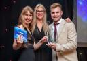 Sarah Charlesworth from LOCALiQ presents the Sporting Hero award to Emily Clarke and Matthew Brough