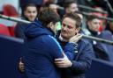Former Tottenham Hotspur and Paris-Saint Germain manager Mauricio Pochettino embraces Neal Ardley in the Emirates FA Cup clash between Tottenham Hotspur and AFC Wimbledon. (Photo: Adam Davy/PA Wire)