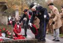 Veterans laying wreaths in Memorial Gardens on Remembrance Sunday last year