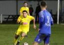 Luke Stewart drives forward for Tadcaster Albion in their 4-2 defeat to Rossington Main. (Photo: Craig Dinsdale)