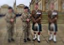 Olivia Kennedy's first public duty in her new rank at York's Remembrance Sunday parade (pictured with Garrison Sergeant Major Brian Kiernan)