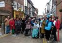 Disability rights campaigners cheering when York’s blue badge ban was lifted in Goodramgate in January