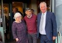 Prime Minister Rishi Sunak at The Leveson Centre in York with Professor Steve Leveson and his wife Pat who founded the charity in 1987