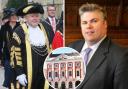 The current Lord Mayor of York, Cllr Chris Cullwick, left; Cllr Chris Steward, right; and York's Mansion House, inset