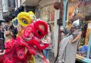 Unexpected encounter: a Viking meeting Chinese lion dancers on the streets of York on Saturday, February 17