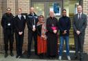 Archbishop Stephen, with his wife Rebecca, and Sergeant Arfan Rahouf, Assistant Chief Constable Catherine Clarke, Deputy Chief Constable Scott Bisset, Faisal Mohamudbuccus, and Acting Chief Constable Elliot Foskett