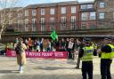 Protesters outside the planning meeting in York