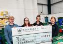 Local housebuilder donates £3,000 to York Foodbank. Adam Raffell, Lauren Grant, Danielle Tupman, Maxine Taylor.