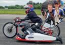 Alfie Barraclough lying down and inset, left, with Jack Talor at Elvington Airfield Raceway, near York. Pictures: SWNS