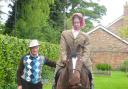 Dennis Law, of Stillington, with his scarecrow of the Queen on horseback