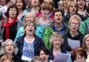 Singers take part in Ebor Vox during the York 800 celebrations on Monday