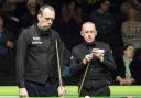Mark Williams, left, and Pickering’s Paul Davison in action at the Barbican today. Picture: Ian Parker