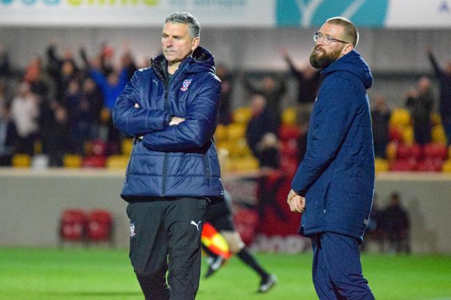 York City boss John Askey and assistant Kingsley James. Picture: Tom Poole