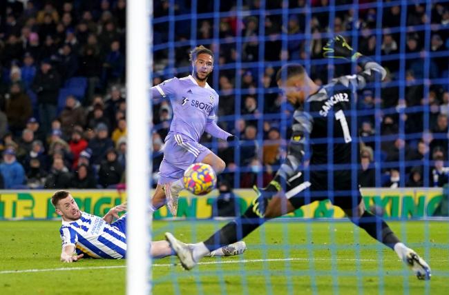 Tyler Roberts has a shot saved by Brighton keeper Robert Sanchez. Picture: Adam Davy/PA Wire
