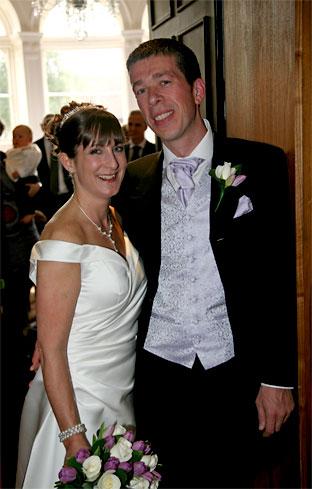 Nick and Julie Smithson pictured during their wedding at the Churchill Hotel in York on 23rd April 2010.
