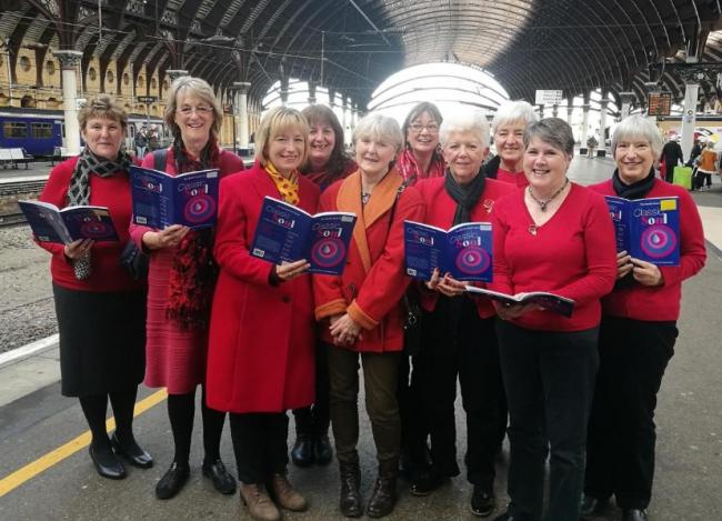 Members of the Sounds Fun Singers pictured in December 2019 at York Station