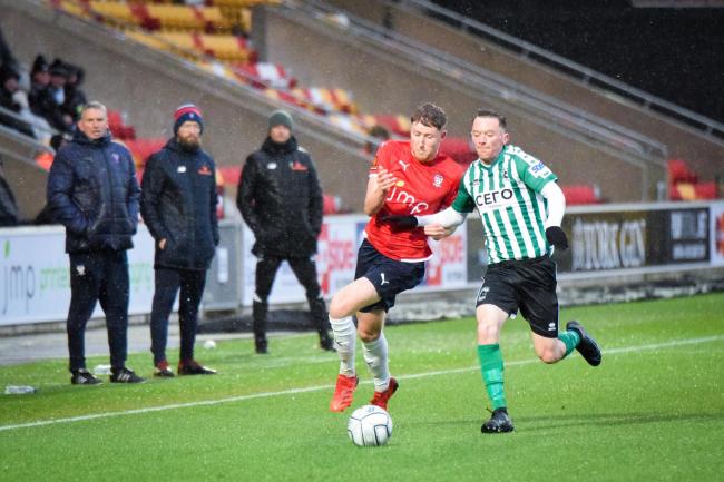 John Askey watches Sam Fielding in action for York City during the Minstermen's last FA Trophy game, a 1-0 win at home to Blyth Spartans. Picture: Adam Davy