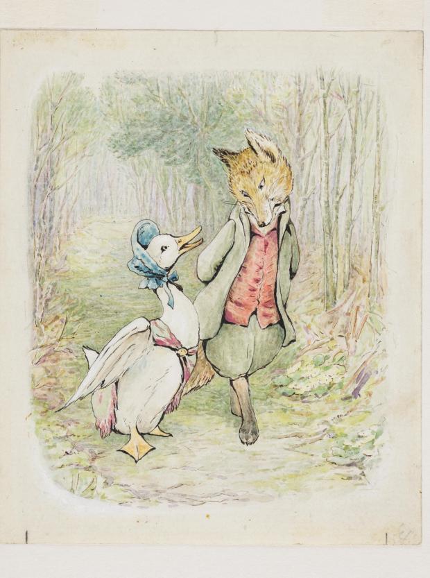 York Press: A Beatrix Potter watercolour and ink on paper illustration, The Tale of Jemima Puddle-Duck artwork, dated 1908, which will be on show at the Beatrix Potter: Drawn to Nature at the Victoria and Albert Museum, London, February 12, 2022 – January 8, 2023. Undated handout via PA.