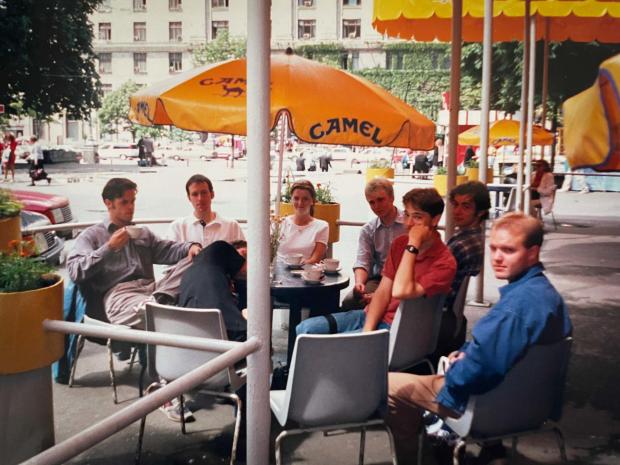 York Press: Enjoying cafe culture in Kyiv - Greg is on the far left