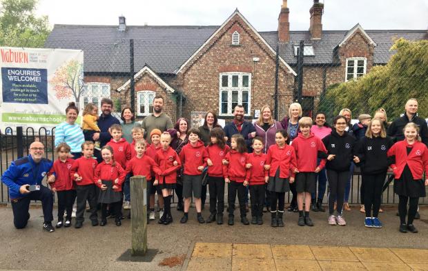 York Press: Staff and children outside Naburn Primary this week