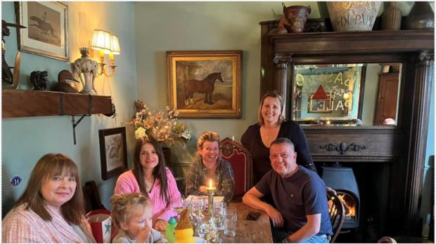 York Press: The Lazko family with Liz and Kevin Dunn and Catharine Spooner at the Grapes Inn Picture: Liz Dunn
