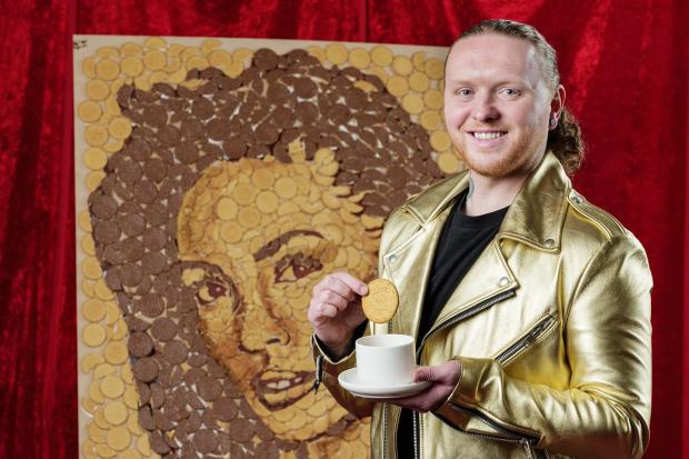 York Press: Nathan Wyburn said he jumped at the chance to create Alesha Dixon's portrait in biscuits. Picture: Taylor Herring