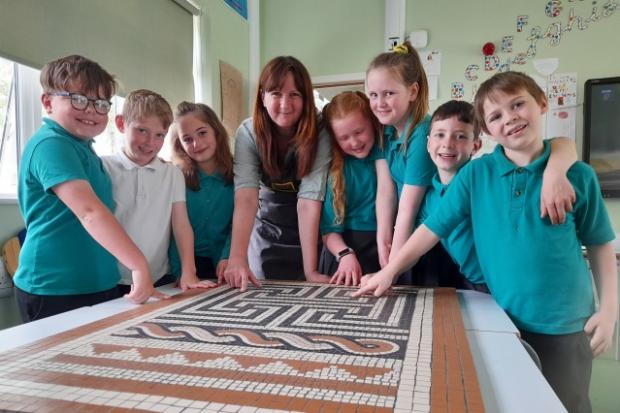 Nawton Community Primary School pupils recreate part of the North York Moors mosaic