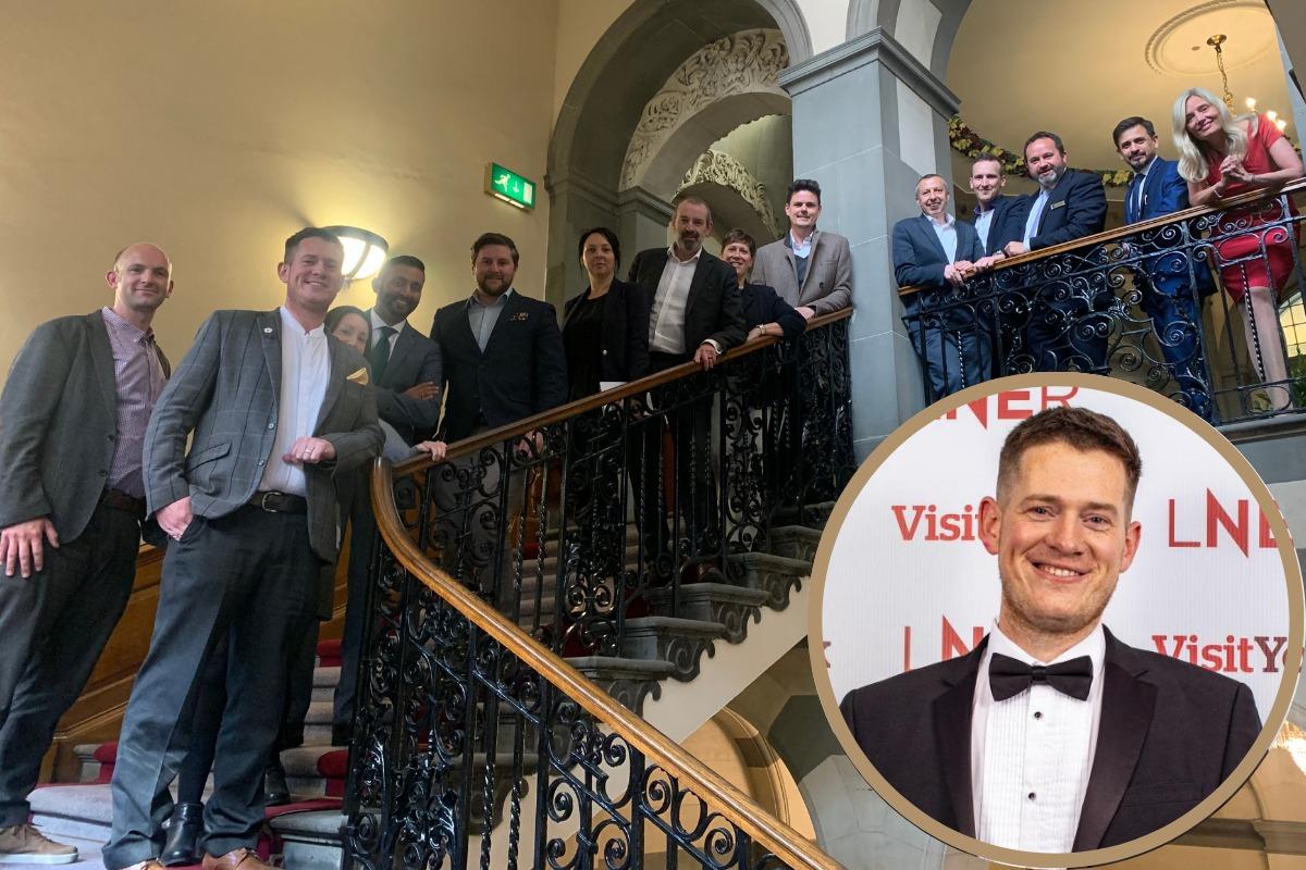 Middletons Hotel general manager, Adam Wardale, front and inset, who is the new chair of Hospitality Association York, pictured with HAY members.