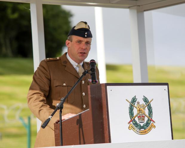 York Press: Commanding officer, Lt Col Simon Farebrother MC, speaking during the medals parade at the Army Foundation College in Harrogate