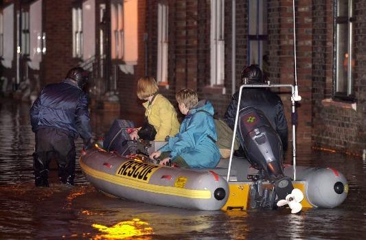 York Press: A scene from November 2000, when the Ouse reached a record 5.4 metres above normal summer levels Picture: York Press Archives