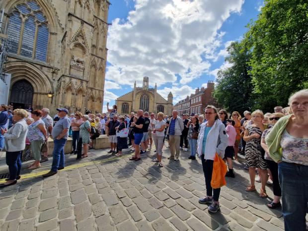 York Press: The crowd as the hearse had stopped outside York Minster Picture: Emily Horner