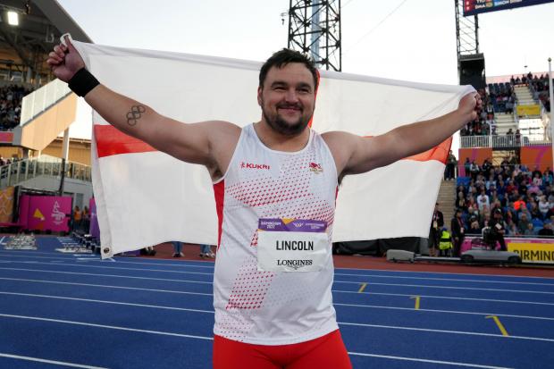 City of York Athletics Club’s Scott Lincoln celebrates winning bronze in the shot put at the 2022 Commonwealth Games in Birmingham. Picture: Martin Rickett/PA Wire