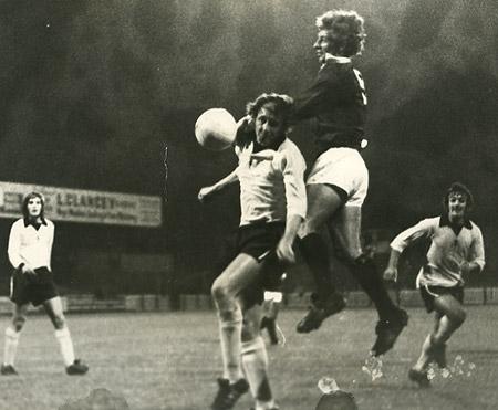 18/09/72 - York City 0, Watford 0 - Paul Aimson leaps to meet a cross from the right wing. 