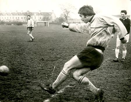 A determined Kevin McMahon during a York City training session.