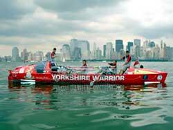 ADVENTURE: York Army captain Paul Tetlow, second left, with Yorkshire Warrior's crew before they set off from New York to cross the Atlantic Ocean