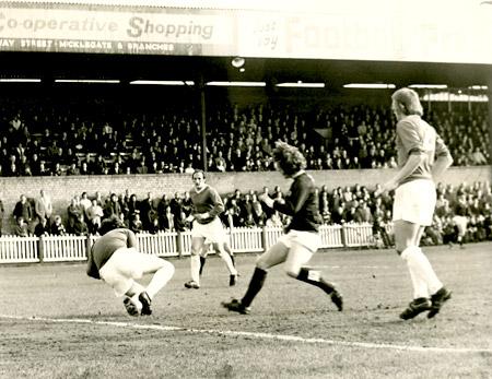 03/03/73: York City 0, Bristol Rovers 0 - Eadie, the Bristol goalkeeper saves at the feet of Eddie Rowles