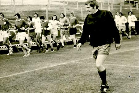 19/08/72 - York City's new trainer Billy Horner puts the players through their paces during the training session at Bootham Crescent.