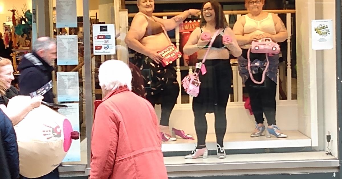 York Fabrication shop window taken over by fashion brand And Able as it  hosts mastectomy bra fittings