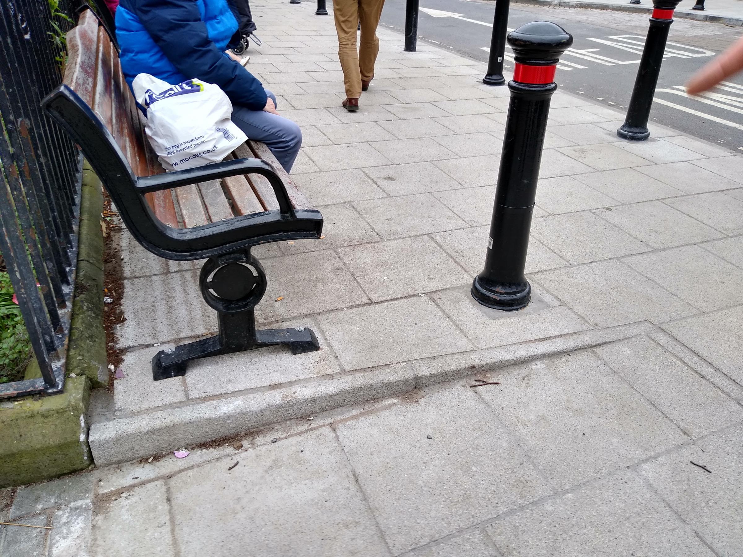The bollard near Gateway Centre where campaigners say a trip hazard should have been removed. Pic by Megi Rychlikova