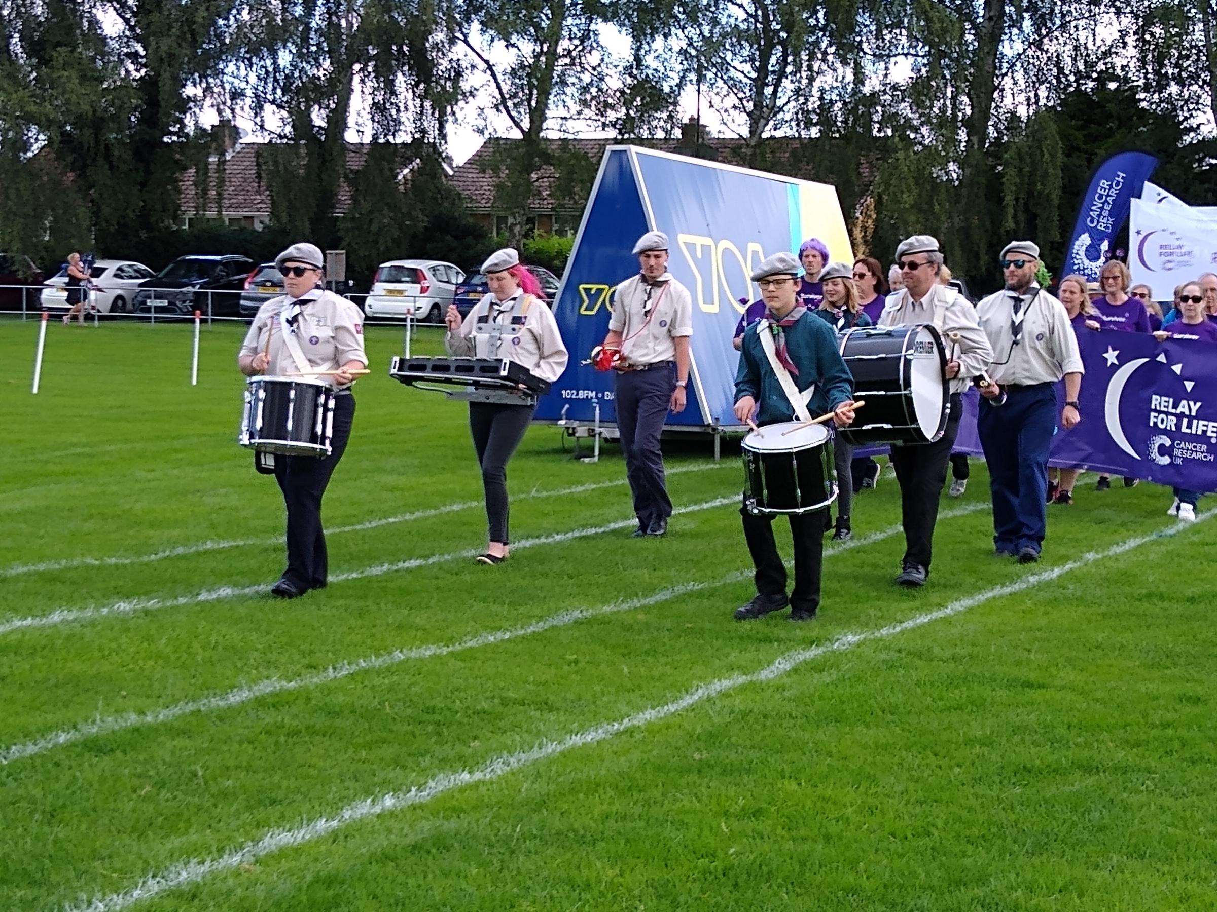 The St Chads Greys Scout Band leads the way at the 2023 York Relay for Life for Cancer Research UK