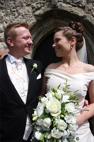 Matthew Hughes of York & Marianne Tritton of Ashford, Kent. Married at St michael & All saints Church Kingsnorth, Kent. 8th July. Photographer Paul Cumberland 
