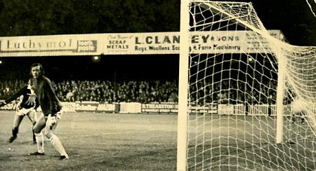 29/08/73: York City 1, Huddersfield 0 (League Cup) - 'keeper Terry Poole has a look of despair as he sees a centre from Brian Pollard ricochet off one of his own defenders, David Smith, into the net.