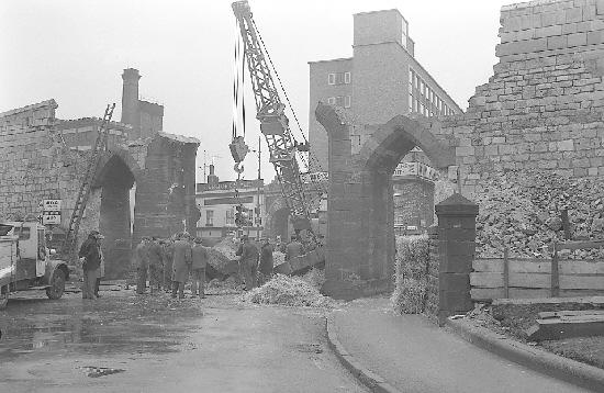 Workmen demolish part of Lendal Arch in 1965.